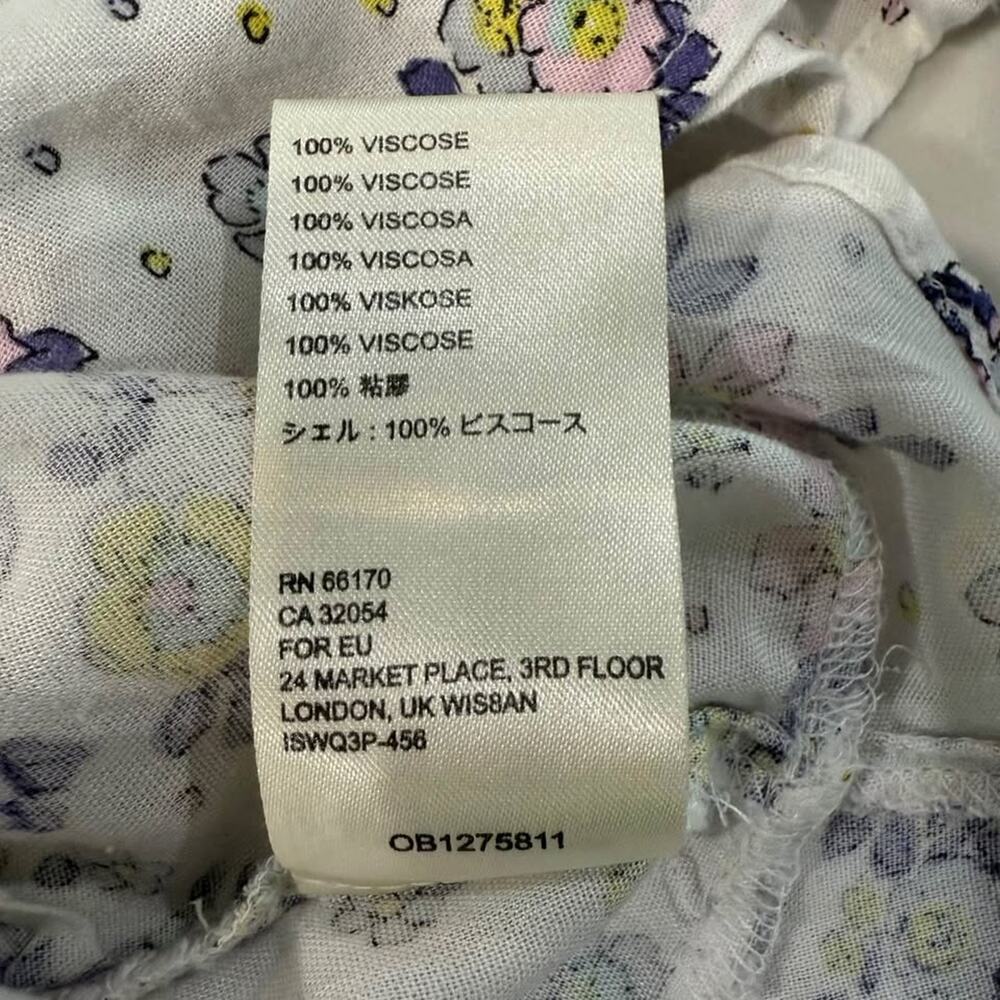 Free People Secret Garden CropTop Ruffled VNeck Womens Small White/Purple Floral - Picture 8 of 9